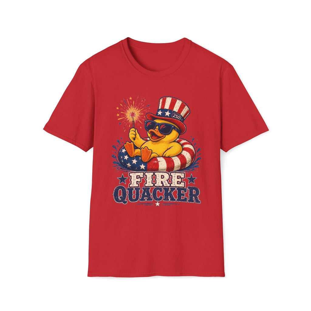 Fire Quacker T-Shirt – Patriotic Duck with Sparklers (Fourth of July Tee)