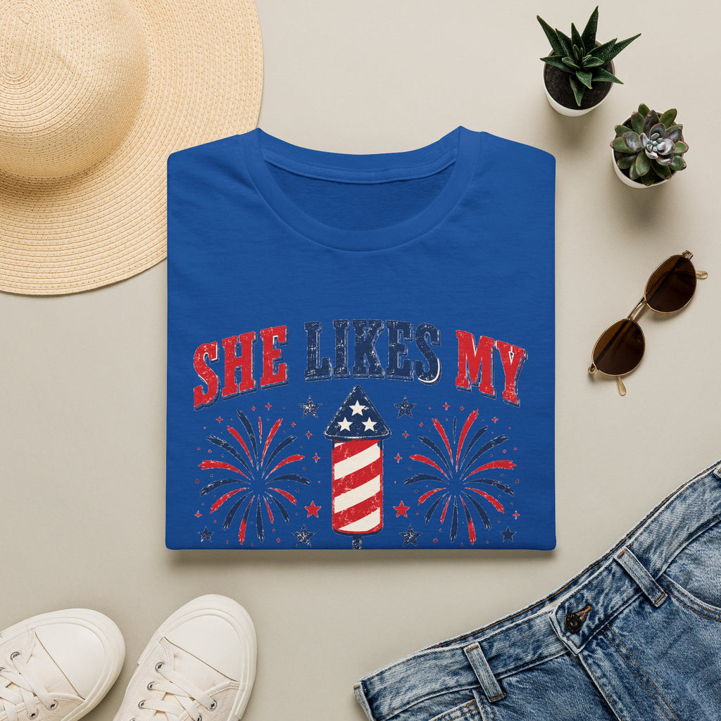 She Likes My Firecracker Shirt – Funny 4th of July Couple Tee