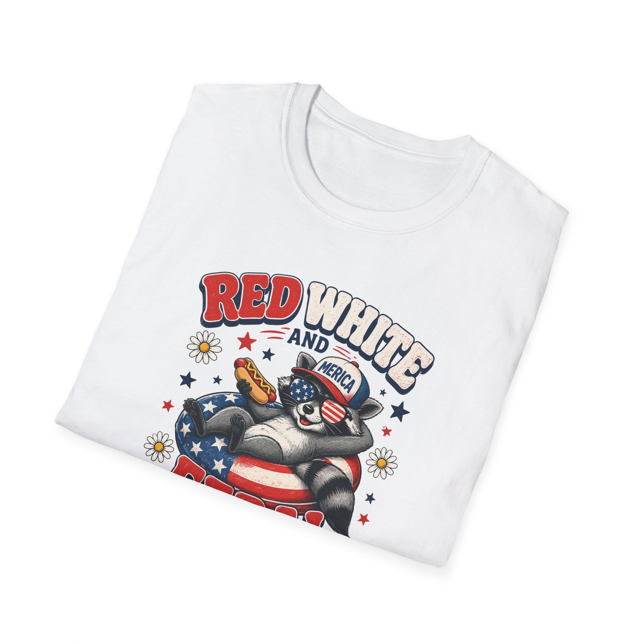 T-Shirt — "Red White and Feral" Patriotic Raccoon Graphic Tee
