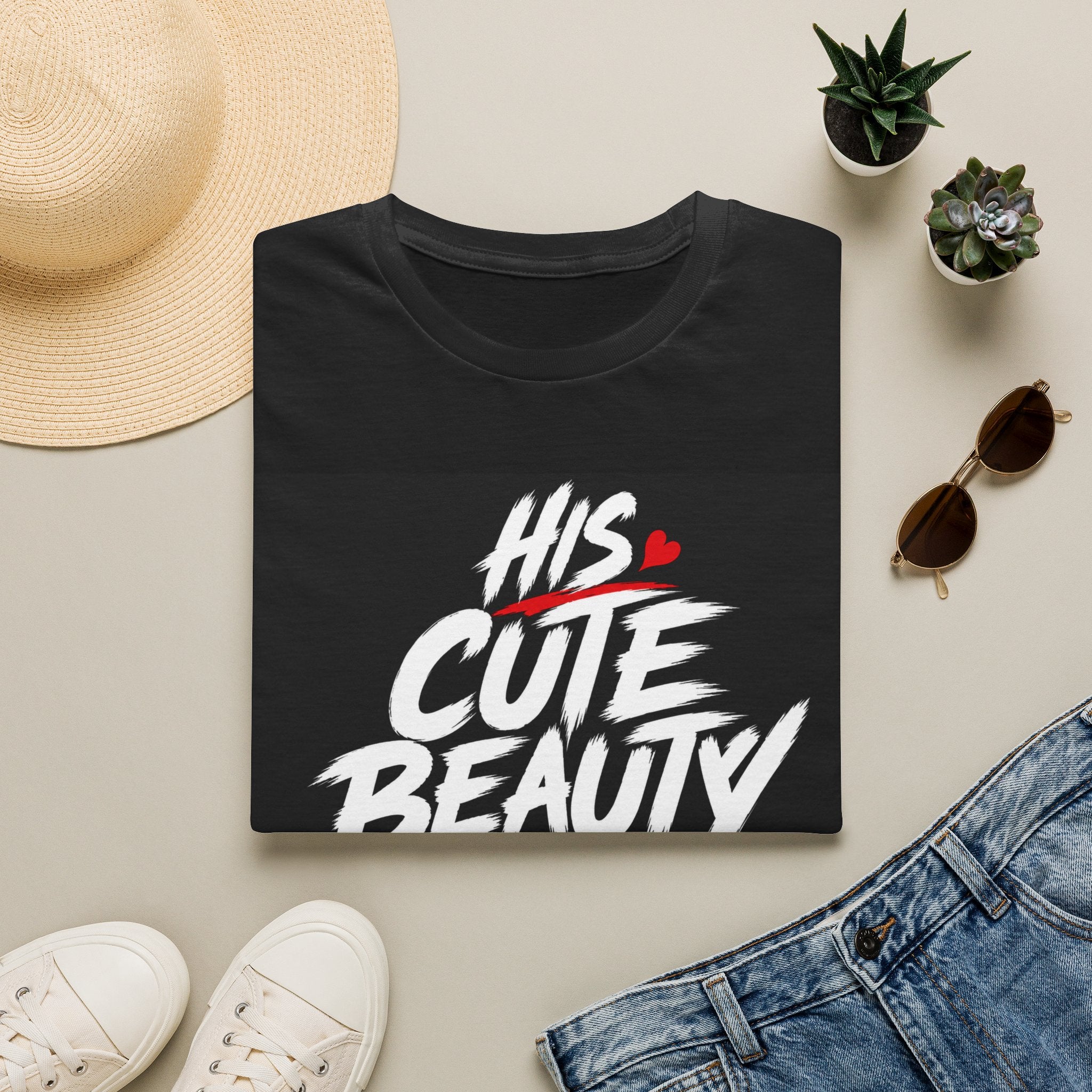 His Cute Beauty T-Shirt — Romantic Rose Graphic Tee