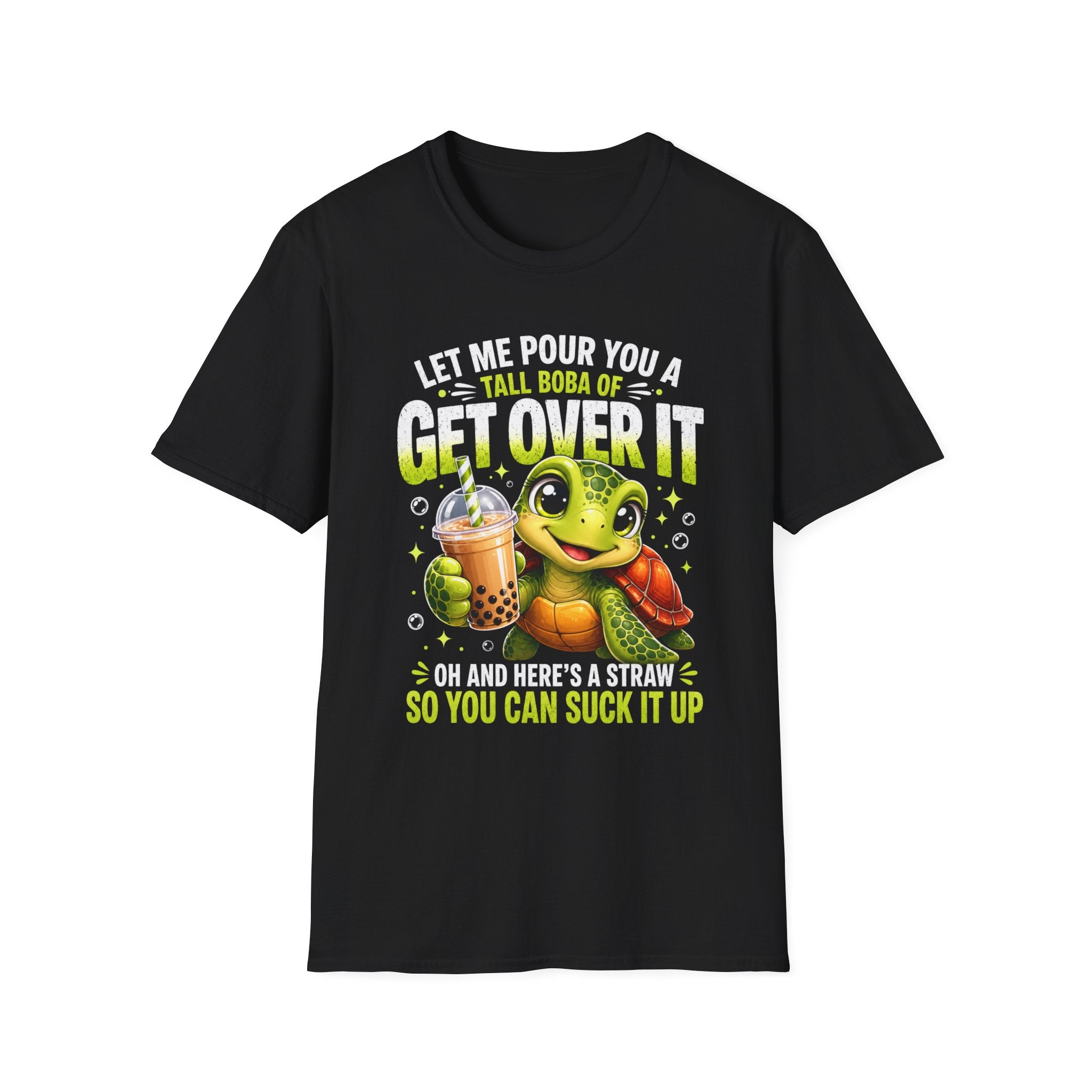 Get Over It Boba T-Shirt — Cute Turtle Boba Tea Graphic Tee