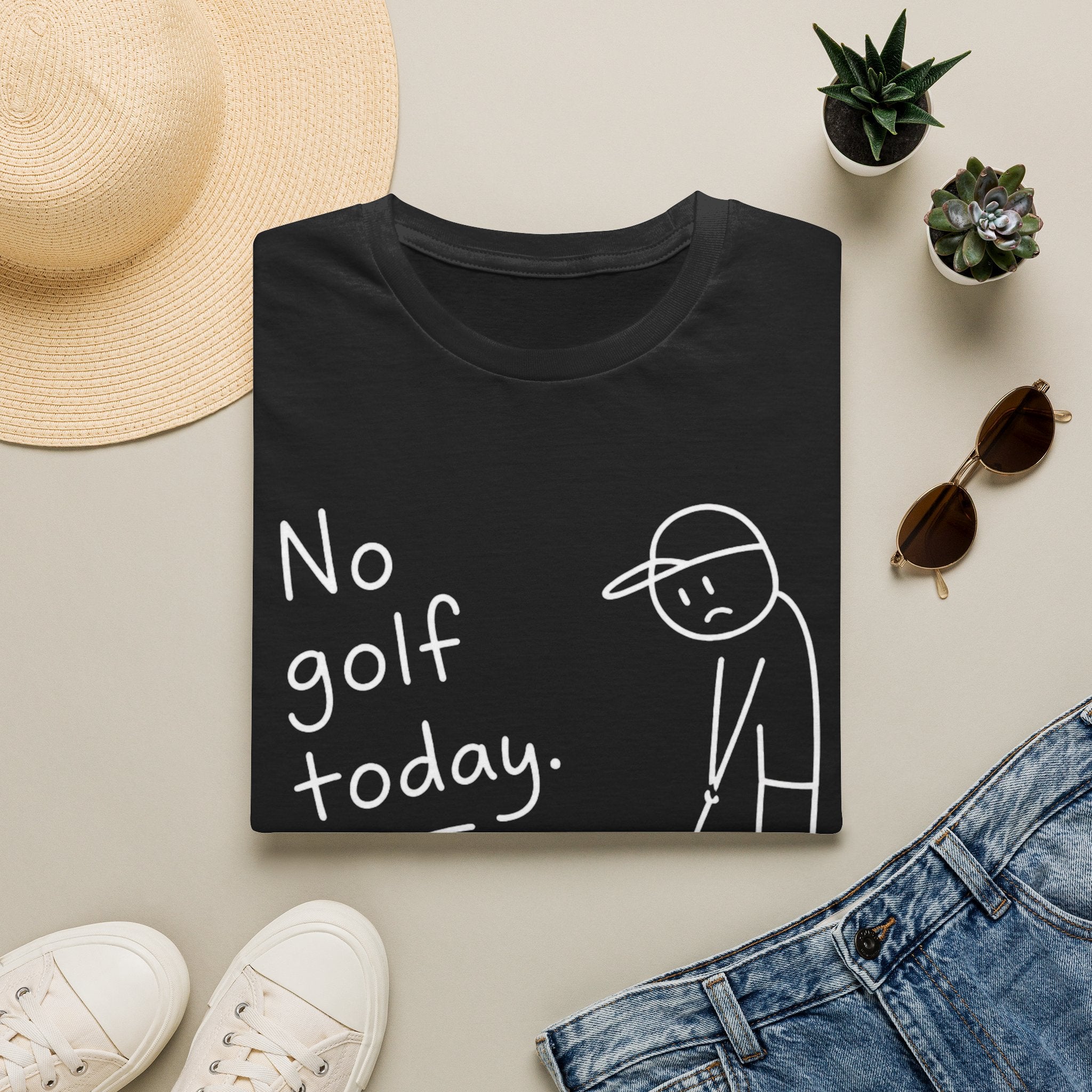 No Golf Today T-Shirt — Funny Golfer Sketch Casual Tee
