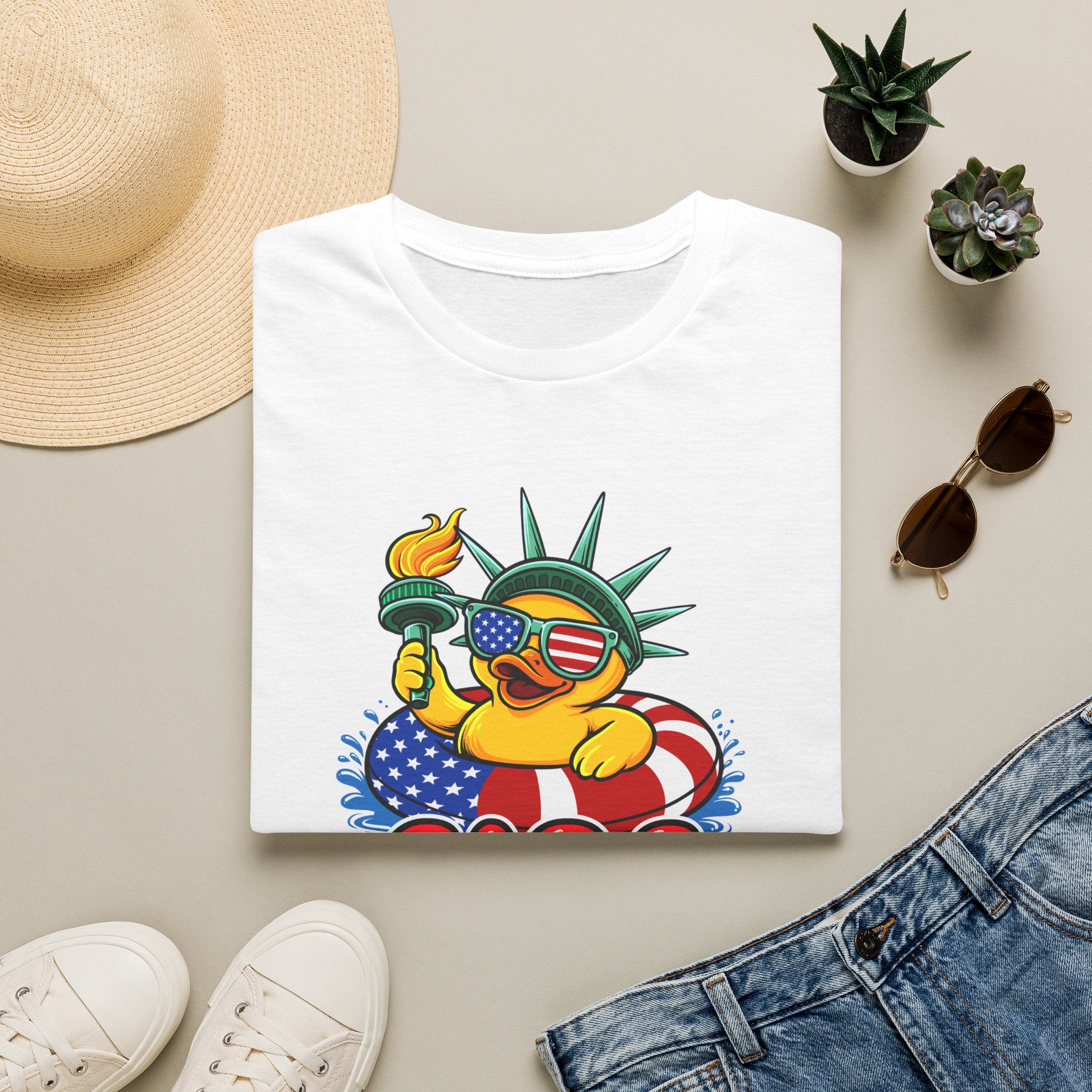 Statue of Liberty Rubber Duck T-Shirt – "Fire Quacker" 4th of July Patriotic Tee