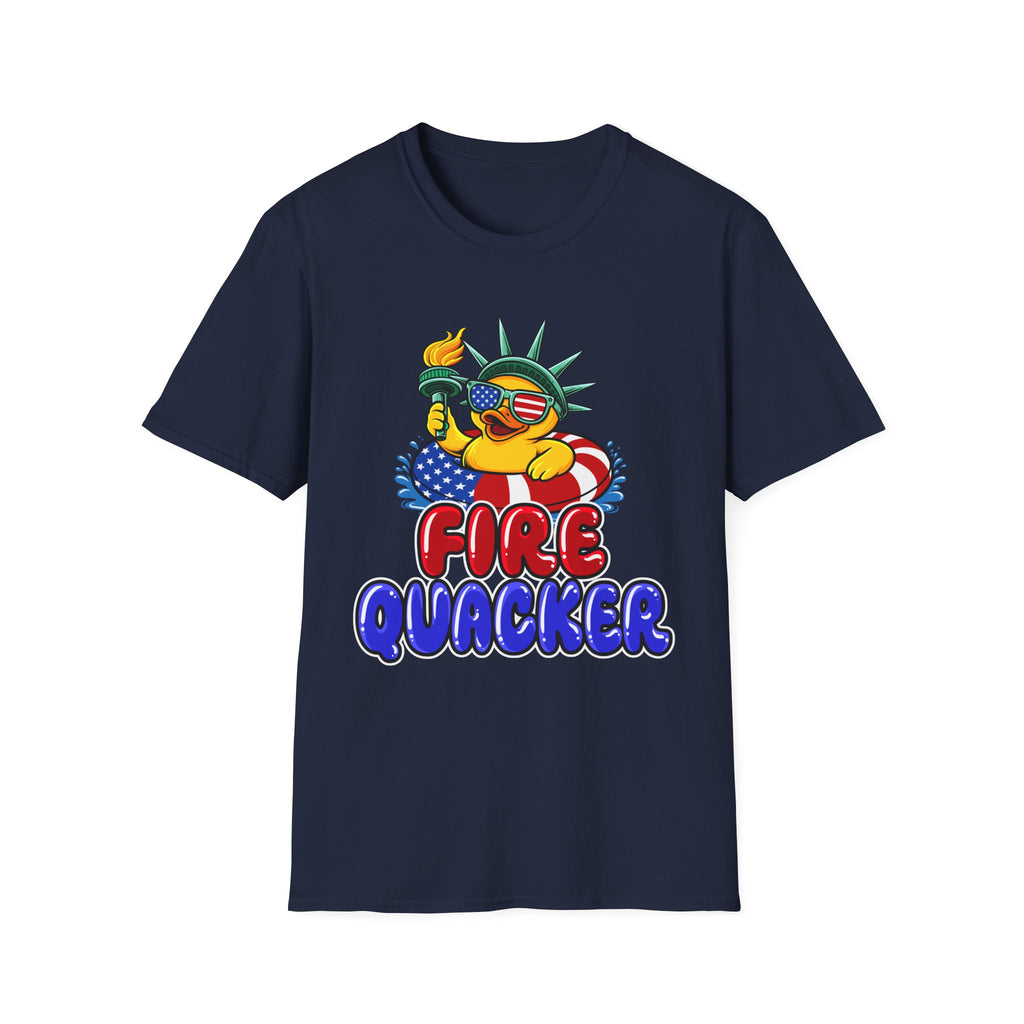 Statue of Liberty Rubber Duck T-Shirt – "Fire Quacker" 4th of July Patriotic Tee