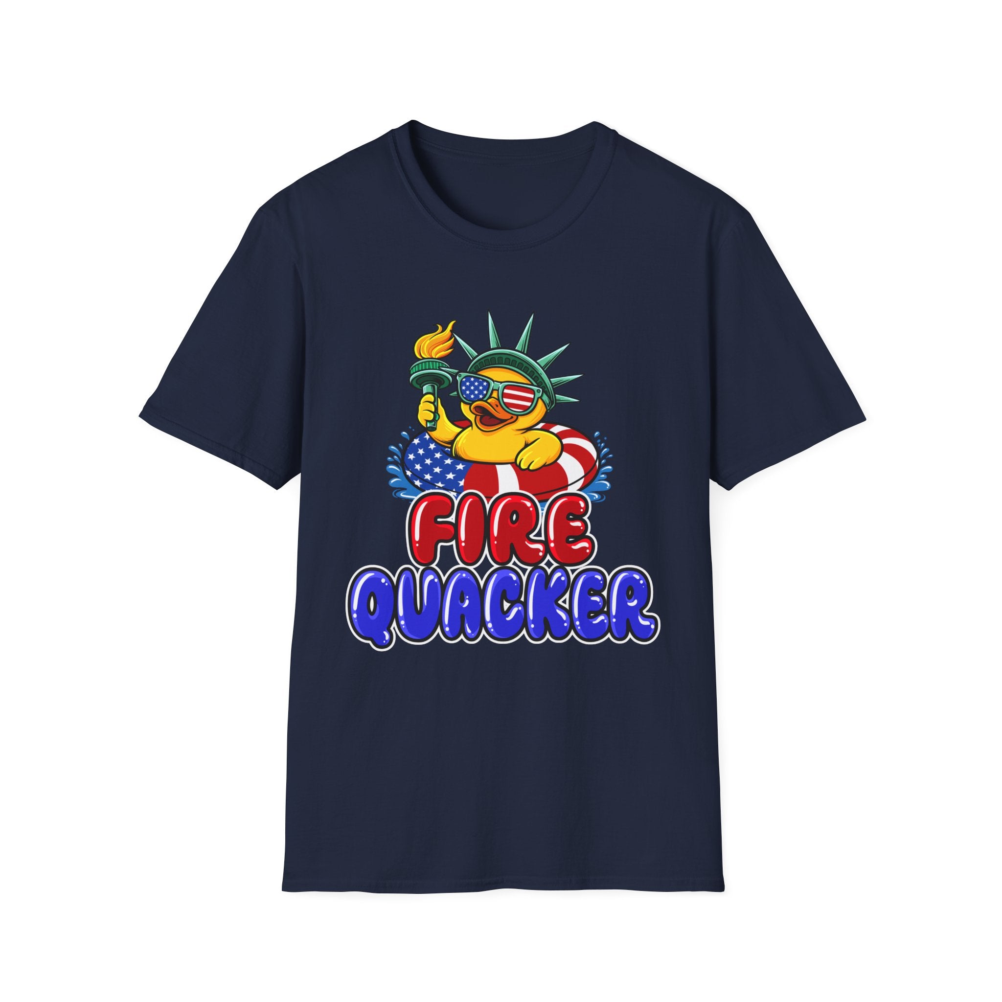 Statue of Liberty Rubber Duck T-Shirt – "Fire Quacker" 4th of July Patriotic Tee