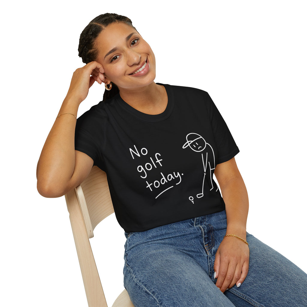 No Golf Today T-Shirt — Funny Golfer Sketch Casual Tee