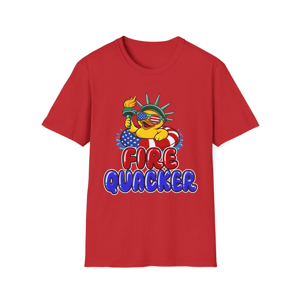 Statue of Liberty Rubber Duck T-Shirt – "Fire Quacker" 4th of July Patriotic Tee