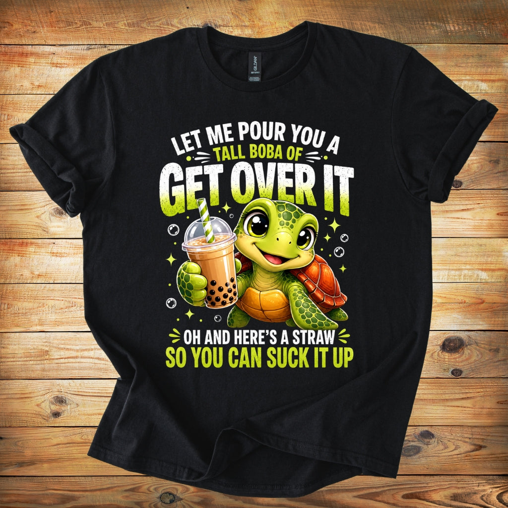 Get Over It Boba T-Shirt — Cute Turtle Boba Tea Graphic Tee