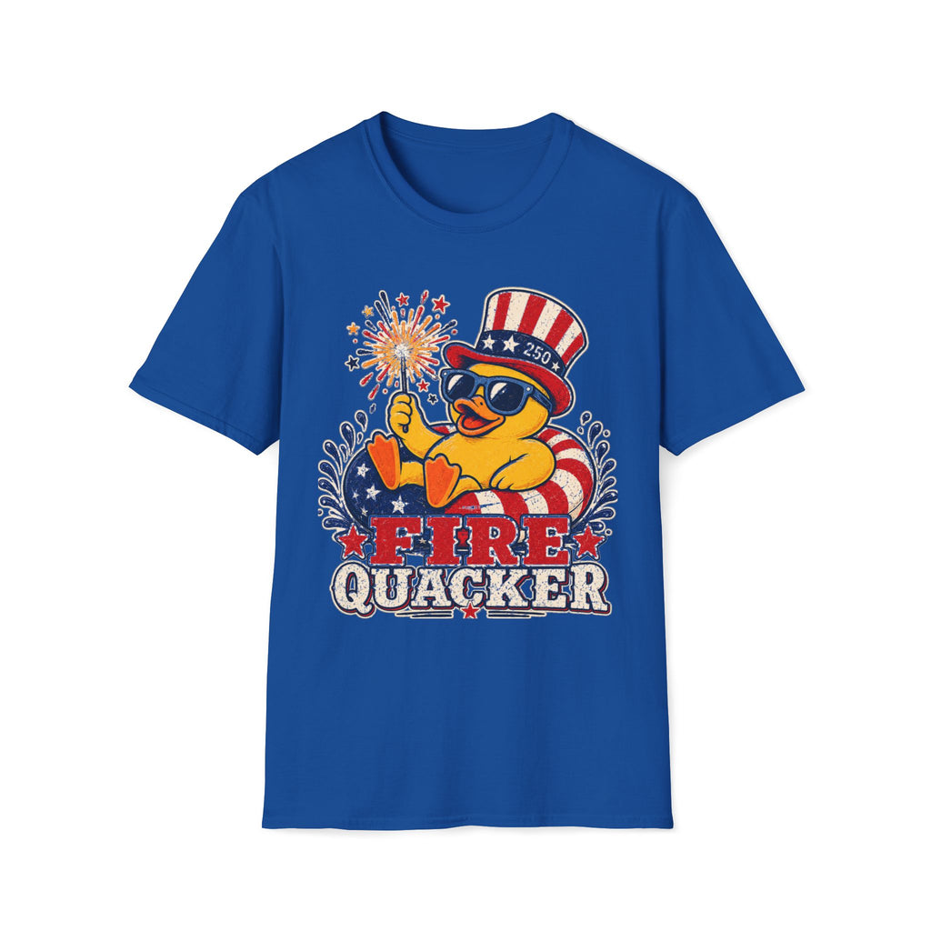Fire Quacker T-Shirt – Patriotic Duck with Sparklers (Fourth of July Tee)