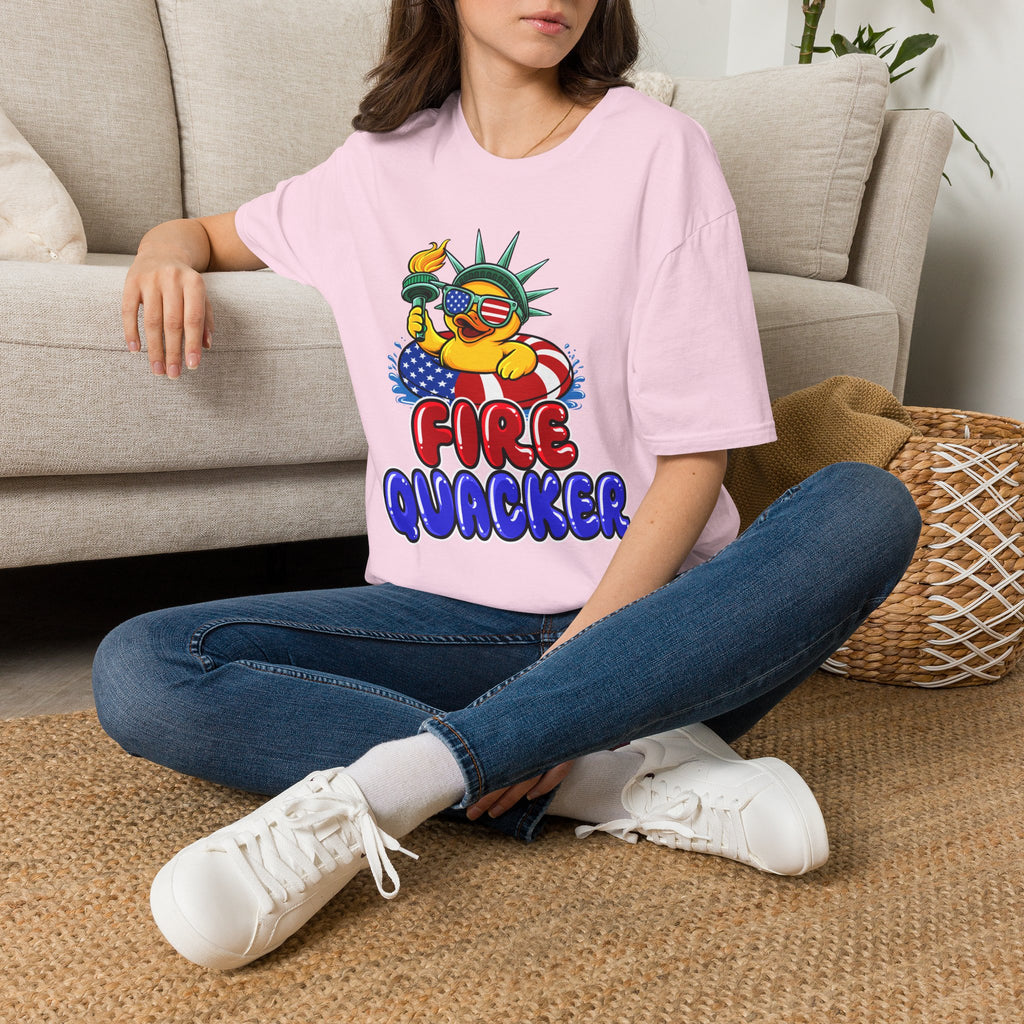 Statue of Liberty Rubber Duck T-Shirt – "Fire Quacker" 4th of July Patriotic Tee