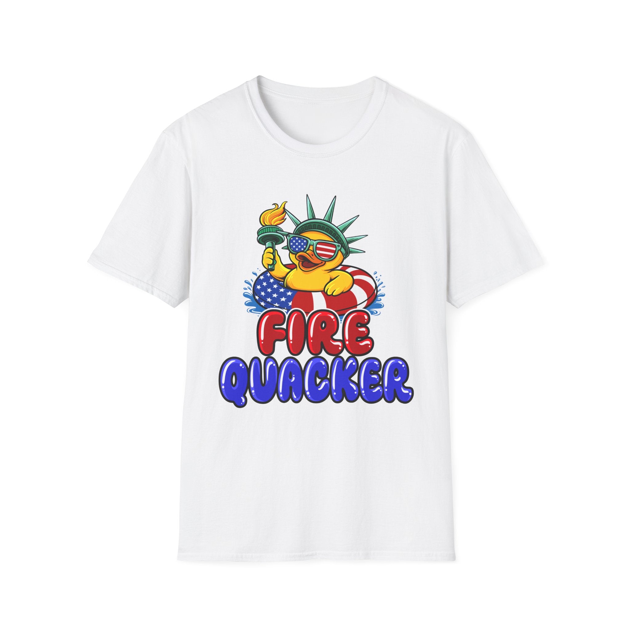 Statue of Liberty Rubber Duck T-Shirt – "Fire Quacker" 4th of July Patriotic Tee