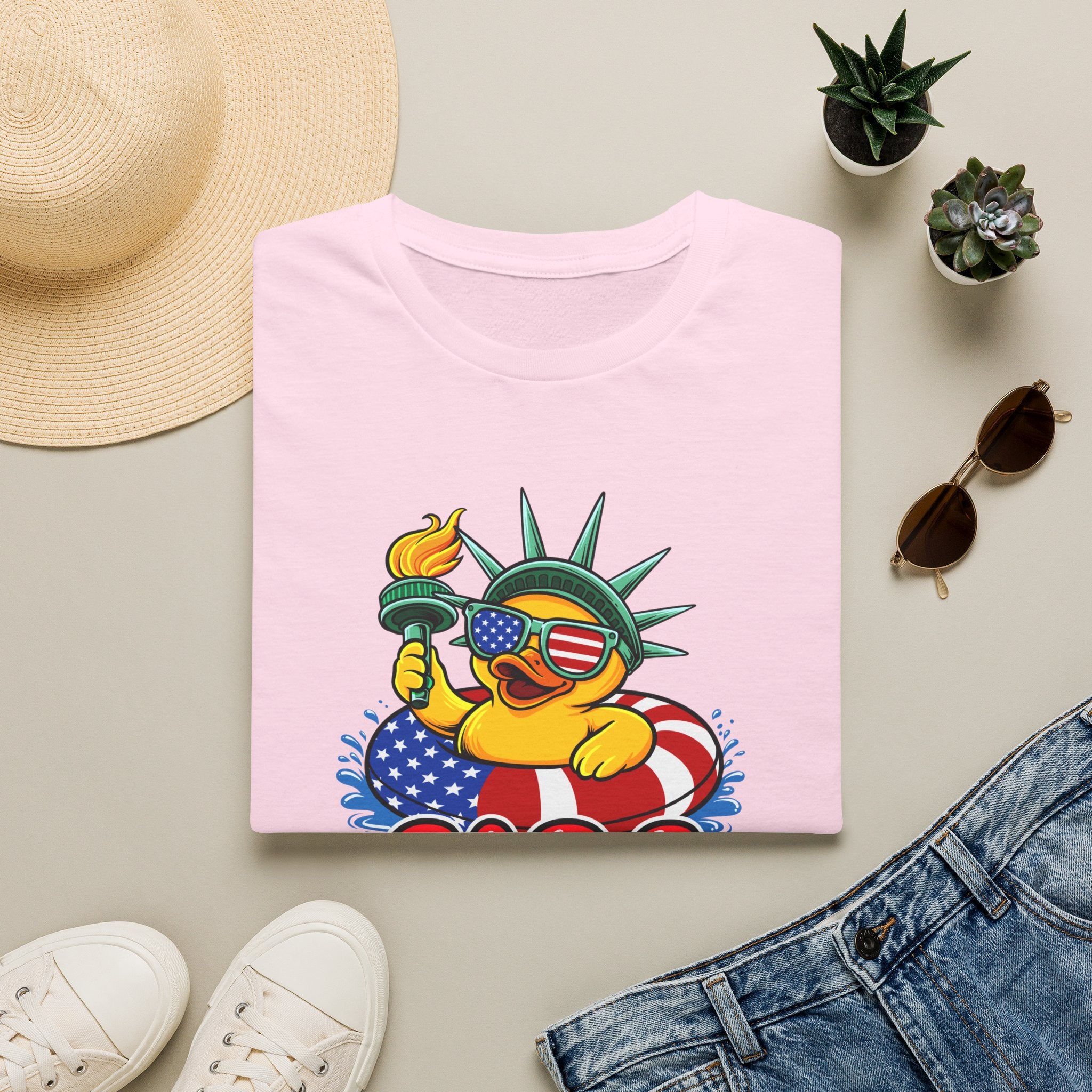 Statue of Liberty Rubber Duck T-Shirt – "Fire Quacker" 4th of July Patriotic Tee