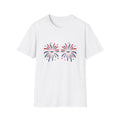 Fireworks Graphic T-Shirt — Patriotic Red & Blue Celebration Tee
