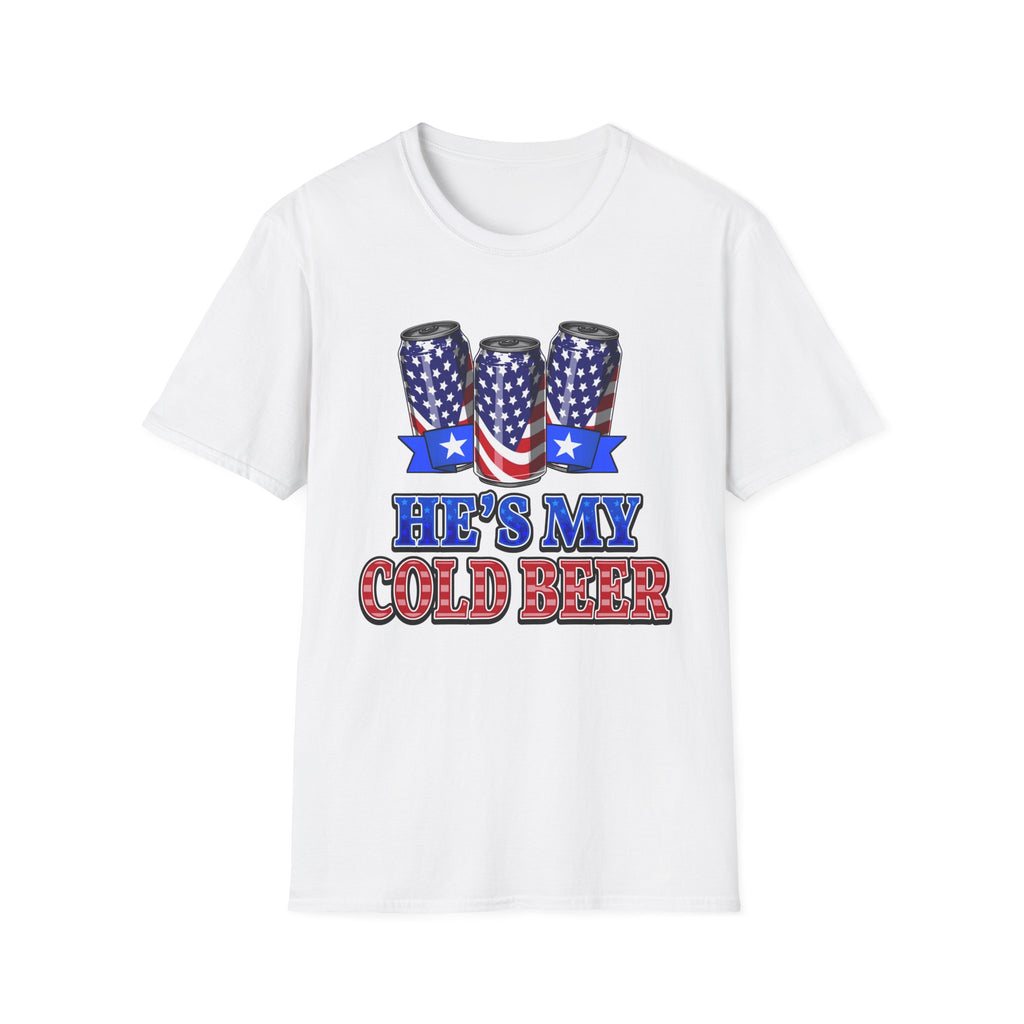 T-Shirt — “He’s My Cold Beer” Patriotic American Flag Can Design