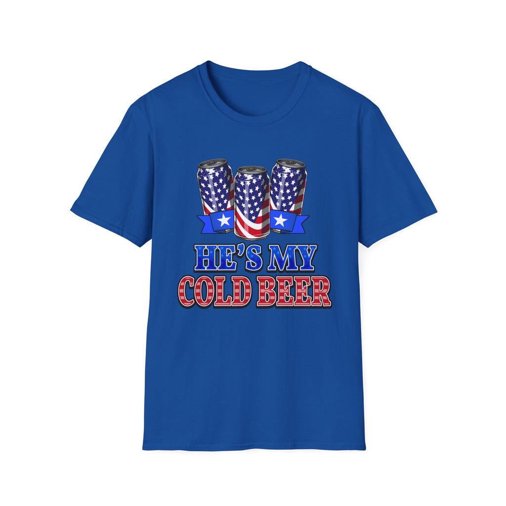 T-Shirt — “He’s My Cold Beer” Patriotic American Flag Can Design