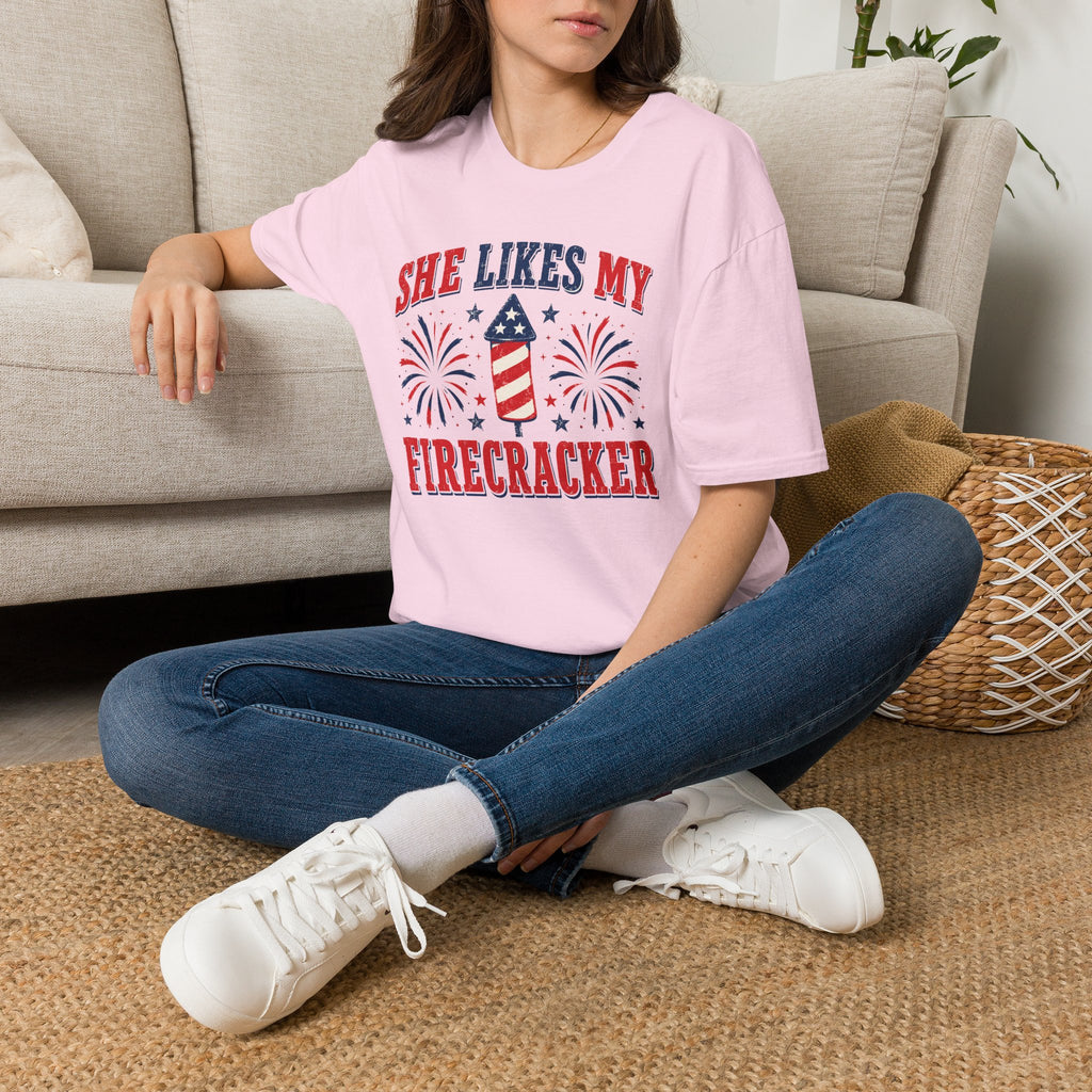 She Likes My Firecracker Shirt – Funny 4th of July Couple Tee