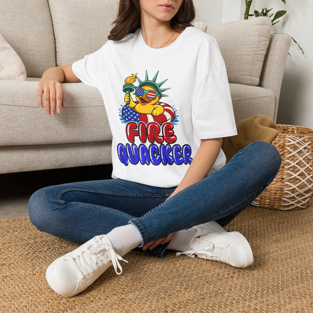 Statue of Liberty Rubber Duck T-Shirt – "Fire Quacker" 4th of July Patriotic Tee