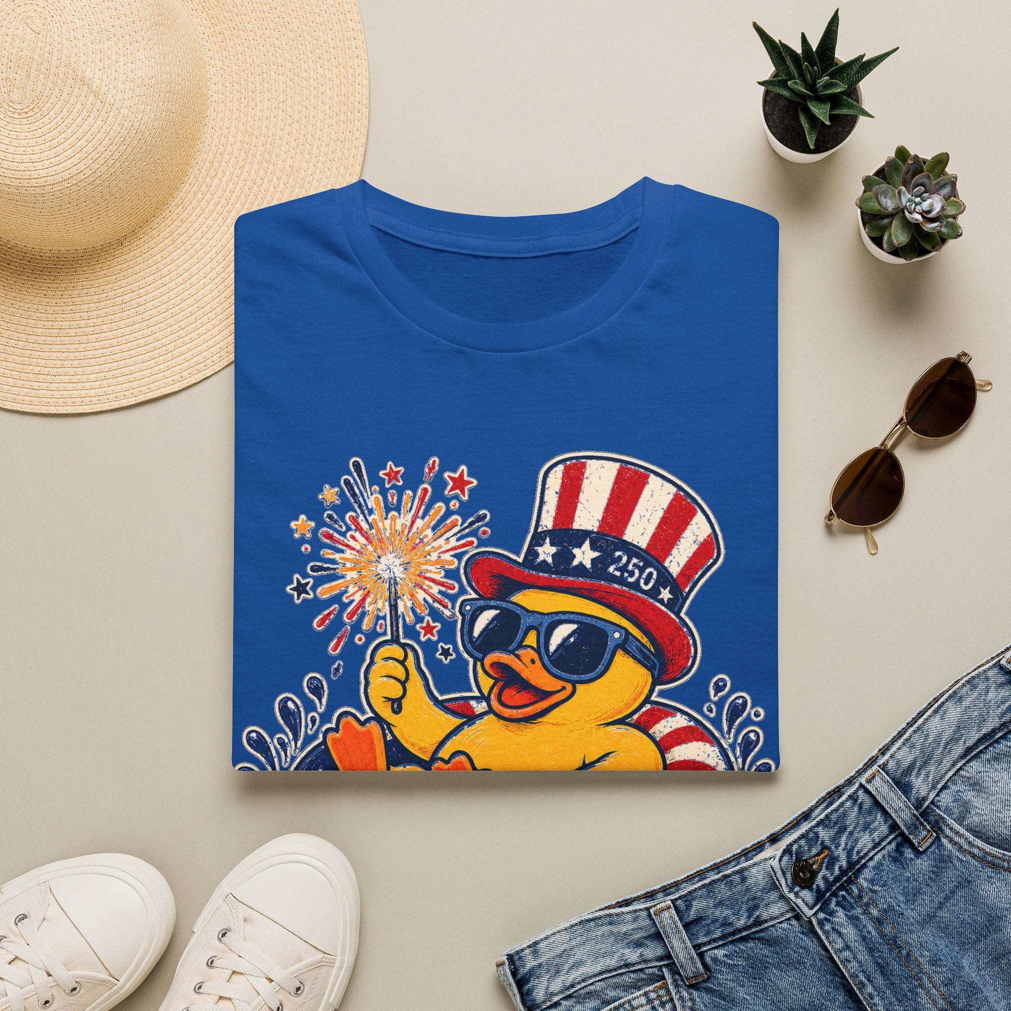 Fire Quacker T-Shirt – Patriotic Duck with Sparklers (Fourth of July Tee)