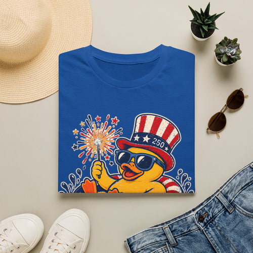 Fire Quacker T-Shirt – Patriotic Duck with Sparklers (Fourth of July Tee)