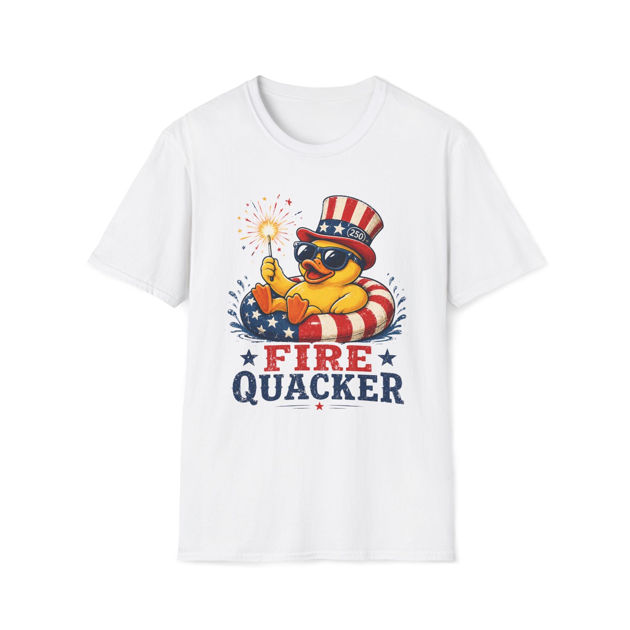 Fire Quacker T-Shirt – Patriotic Duck with Sparklers (Fourth of July Tee)