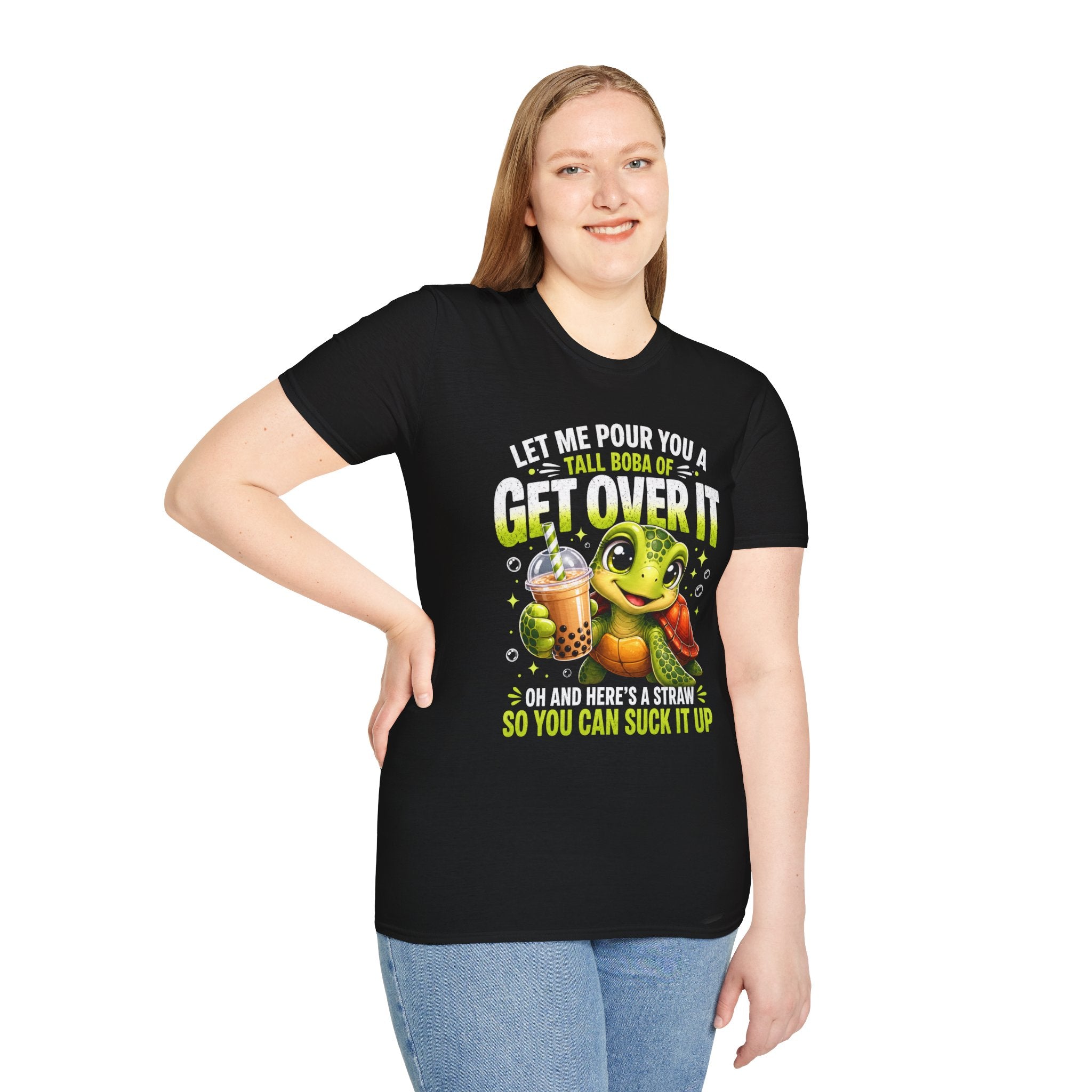 Get Over It Boba T-Shirt — Cute Turtle Boba Tea Graphic Tee
