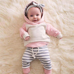3pcs Toddler Baby Boy Girl Clothes Set Hoodie Tops+Pants+Headband Outfits Hot Sale Comfortable Clothes