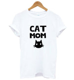 CAT MOM Print t-shirt Women's Cotton Casual Funny Top Tee