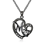 MOM Heart Shape Inlaid Crystal Pendant Necklace