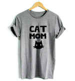CAT MOM Print t-shirt Women's Cotton Casual Funny Top Tee