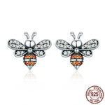 Bee Ear Rings in Sterling Silver
