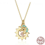 Unicorn Sun Pendant Necklace in Sterling Silver