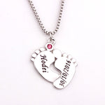 Baby Feet Necklace with Birthstone and Personalization