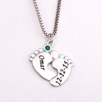 Baby Feet Necklace with Birthstone and Personalization