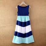 Elegant Aqua-White Long Mom-daughter Dress