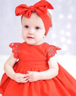 Sweet Ruffle Red Lace Romper Baby Dress