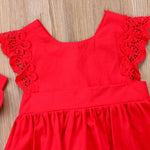 Sweet Ruffle Red Lace Romper Baby Dress