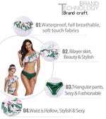 Mom-Daughter Swimwear - Green Floral Cross Design